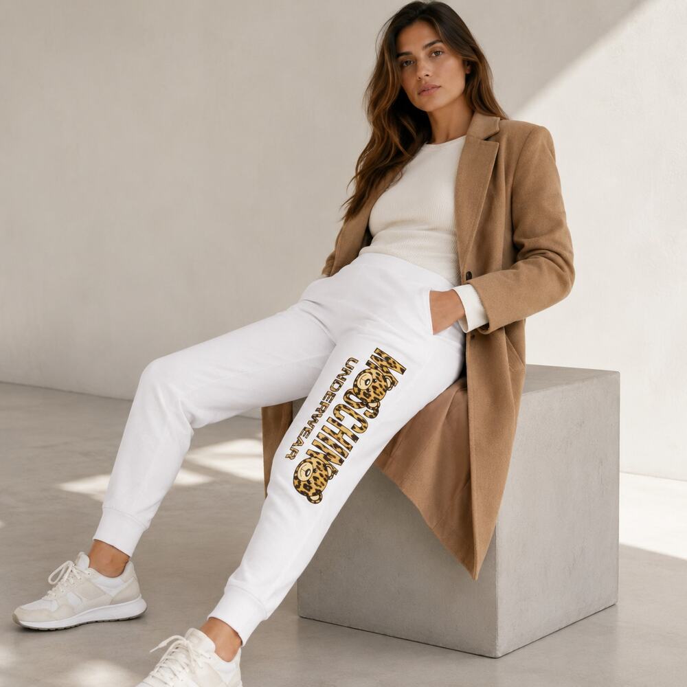 Moschino Underwear Pants Womens XL White Logo Print Cotton Ankle Sweatpants NWT